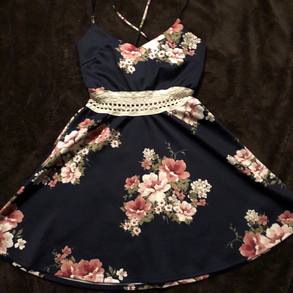Blue floral skater dress